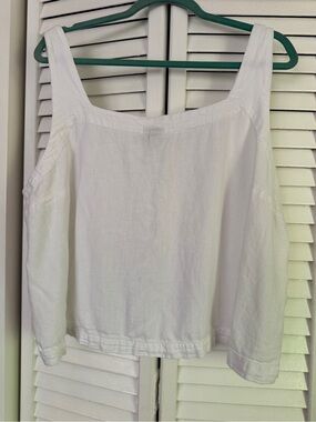 a new day White Linen Square Neck Crop Tank